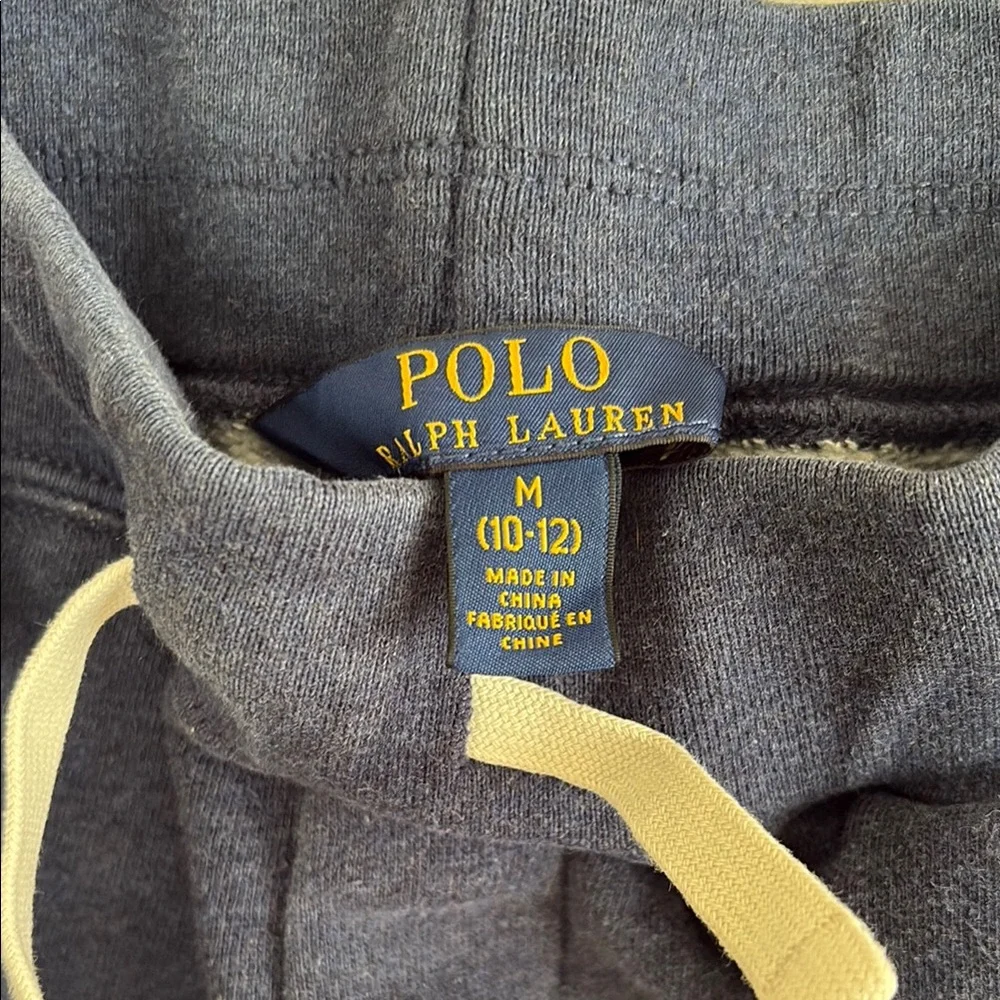 Ralph Lauren Navy Terry Drawstring Kids Shorts with Red Pony Accent